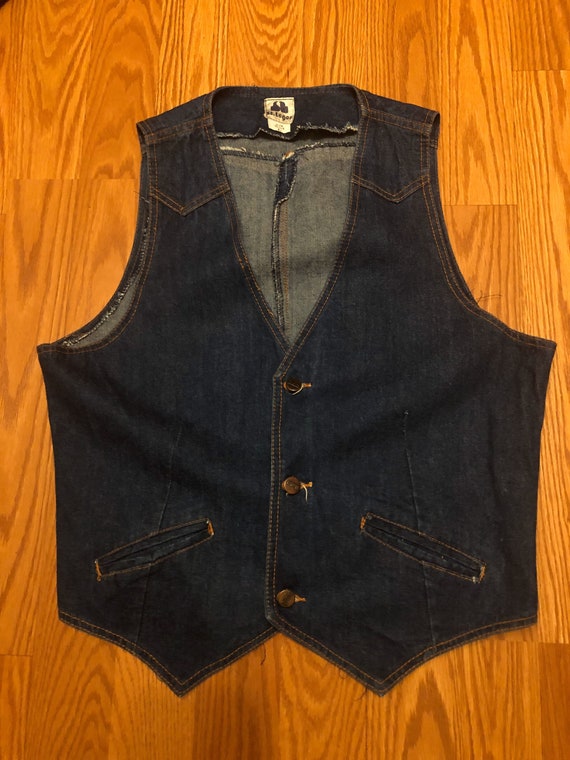 1980s does 1950s Western Denim Vest by St. Leger … - image 4