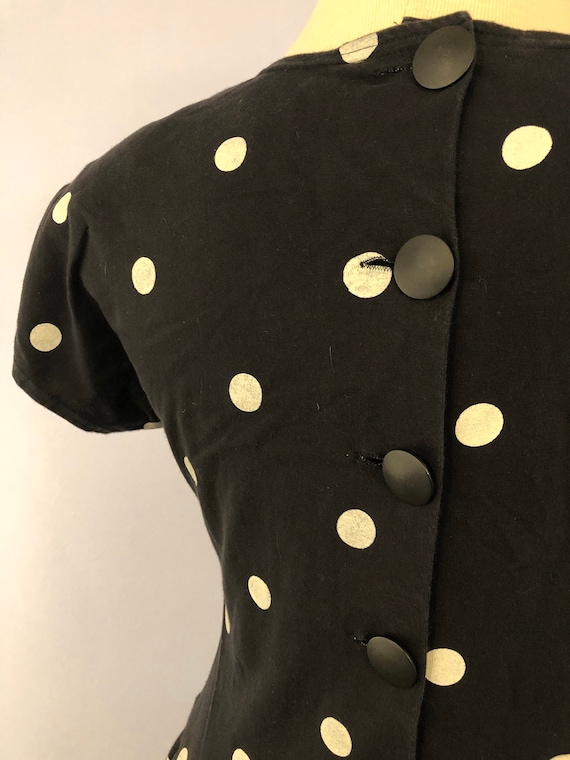 Cutest 1980s Black & White Polka Dot Dress || Vin… - image 5