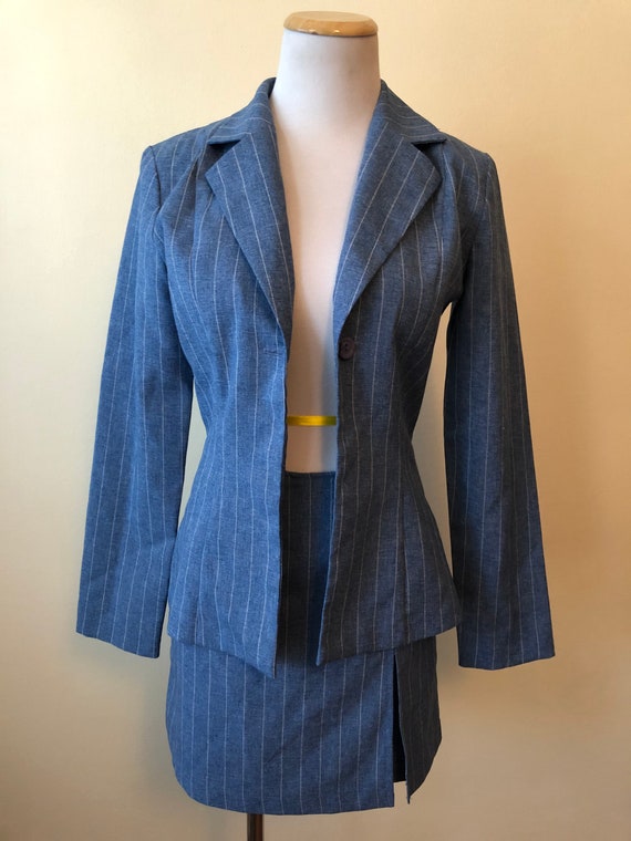 1970s Faux Denim Blazer and Skort Set || XS or S|… - image 5