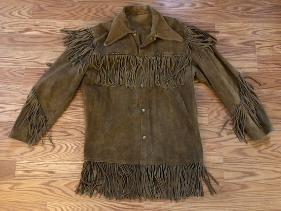 Vintage Leather Cowboy Shirt with Amazing Fringe … - image 1