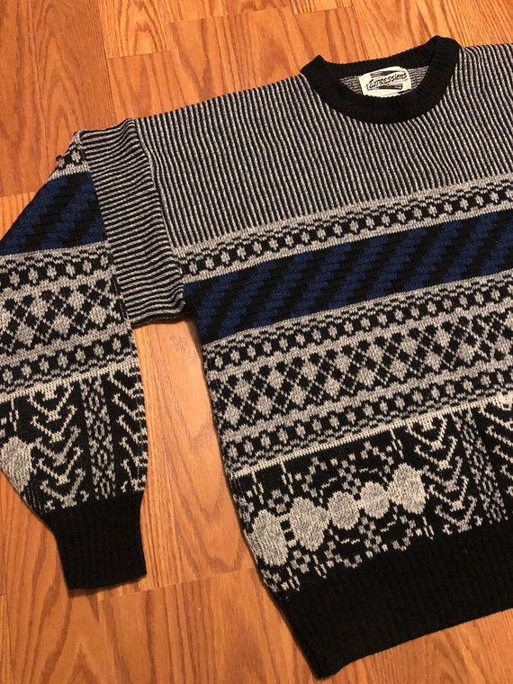 80s Acrylic Knit Crazy Sweater || XL