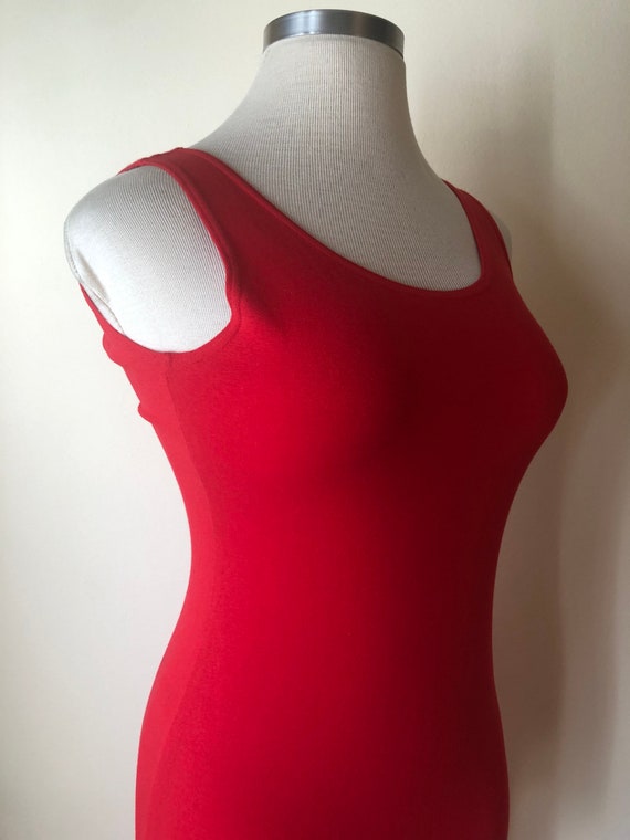 1980s Red Tank Dress || Large || Cindy Crawford - image 2