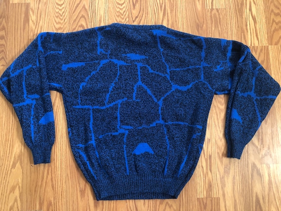 Blue Mod Knit Sweater || Large || 1980s - image 4