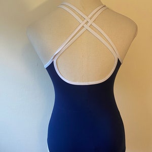 Classic Navy and White Speedo Maillot With Criss-cross Straps - Etsy
