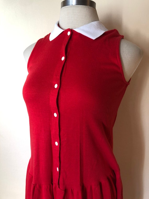 1970's Red Drop Waist Jersey Tennis Dress by CYNT… - image 3