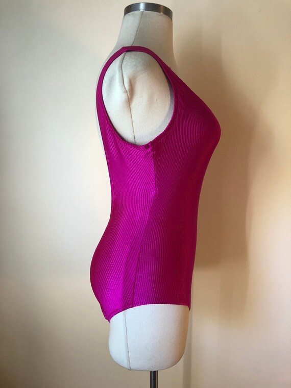 Vintage Hot Pink Ribbed One Piece Swimsuit ||  Si… - image 6
