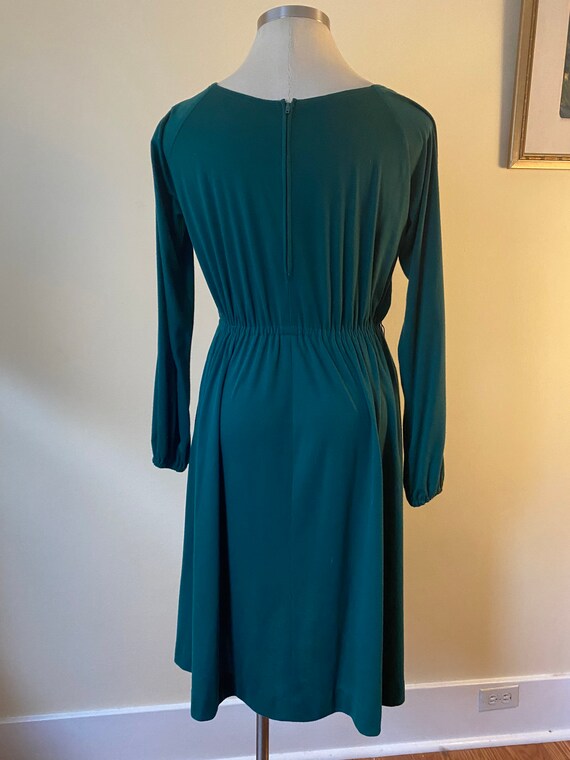 1970s Emerald Green Day Dress by Verona || Large - image 4