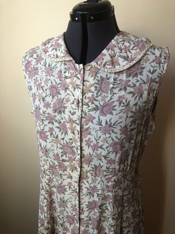 90s Sleeveless Floral Spring Dress || Medium || Co