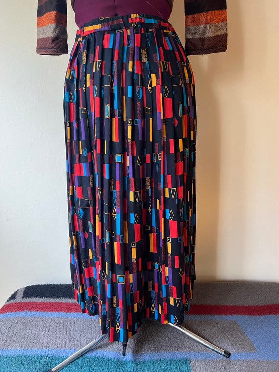 Bold Vintage Geometric Rainbow Skirt || Medium ||… - image 6