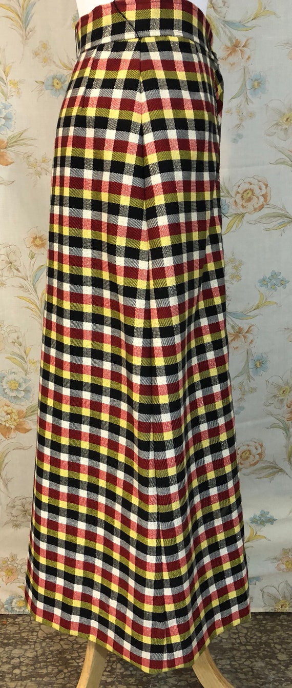 1970's Maxi Metallic Plaid Skirt || Small - image 3