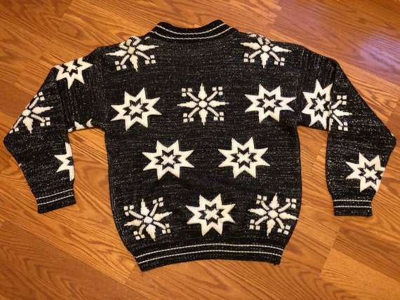 Vintage Metallic Snowflake / Star Sweater || 1980… - image 4