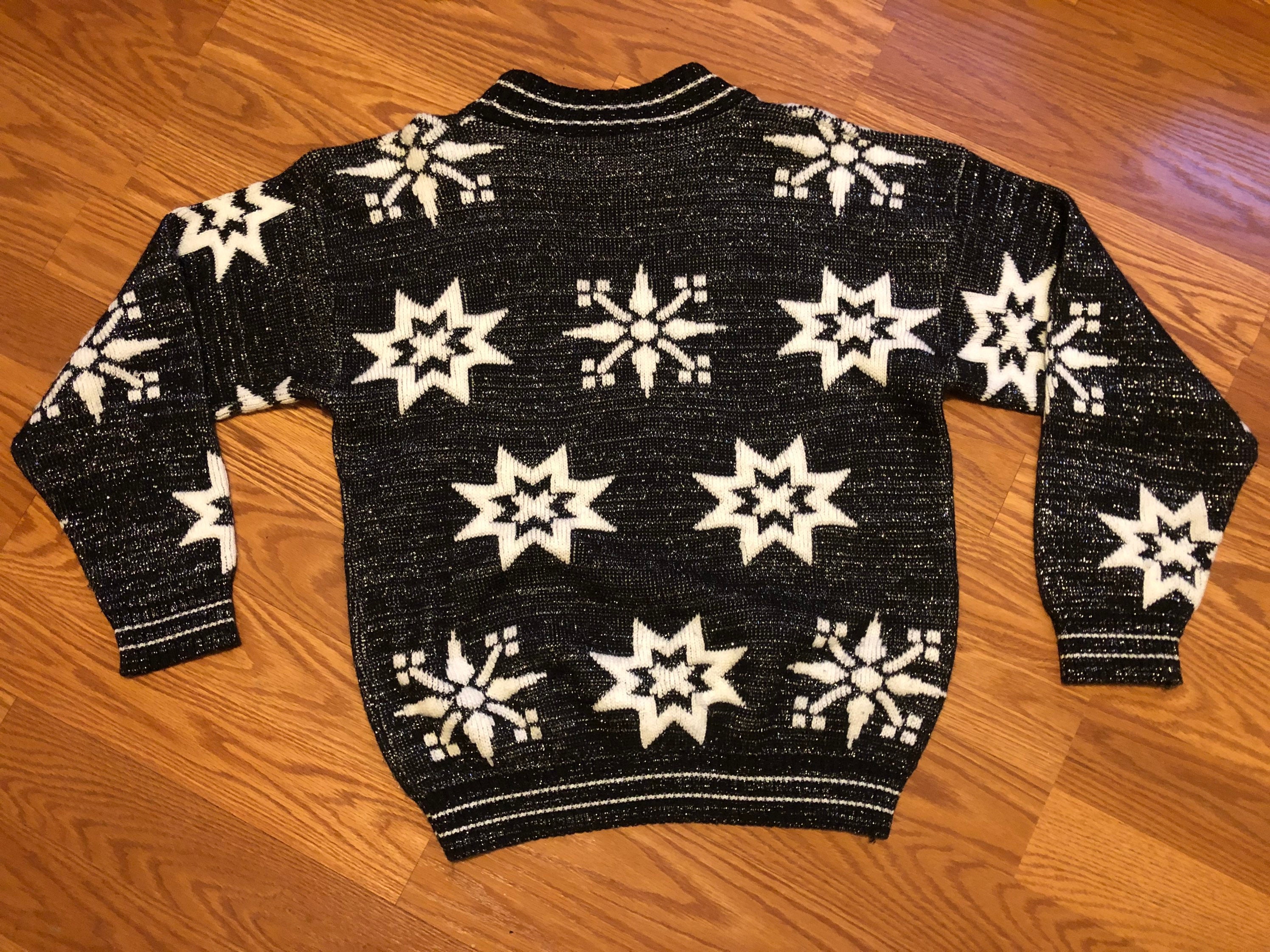 Vintage Metallic Snowflake Star Sweater || 1980s || 1990s