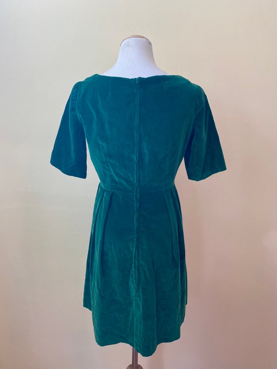 1960's Green Velvet Cocktail Mini Dress || XS || … - image 4