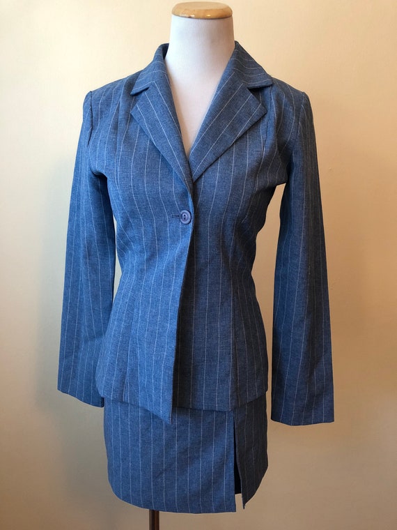 1970s Faux Denim Blazer and Skort Set || XS or S|… - image 4