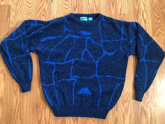 Blue Mod Knit Sweater || Large || 1980s - image 3