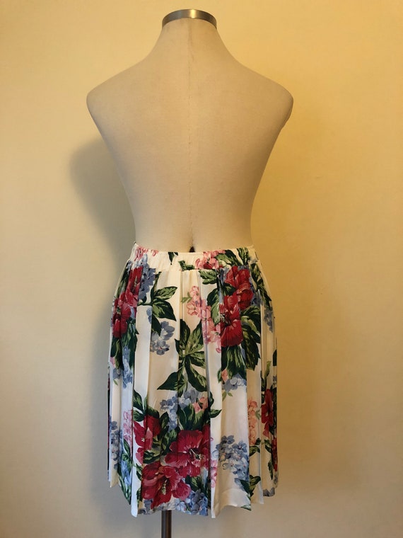 80s Pleated Floral Print Skirt by Carol Anderson … - image 6