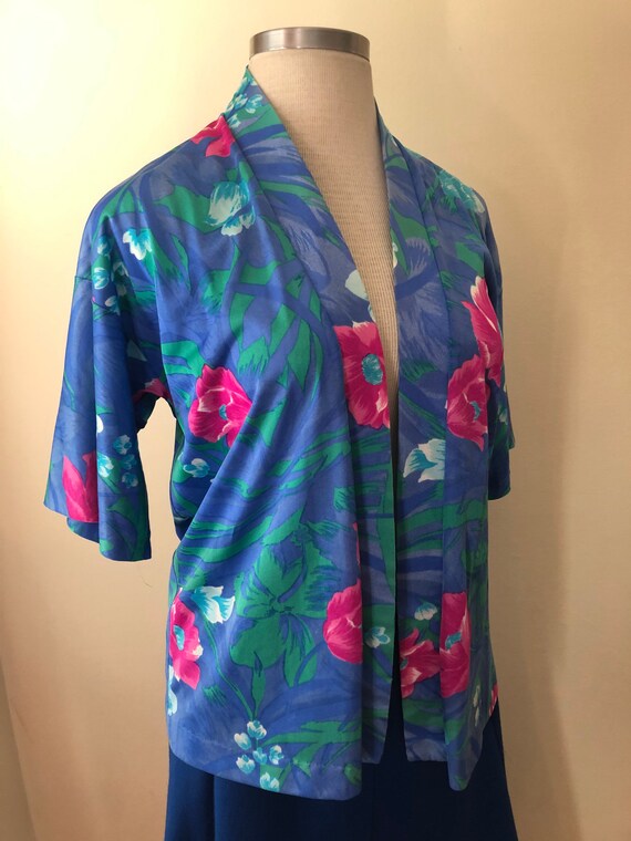 Vintage Hawaiian Summer Floral Print Kimono Top |… - image 6