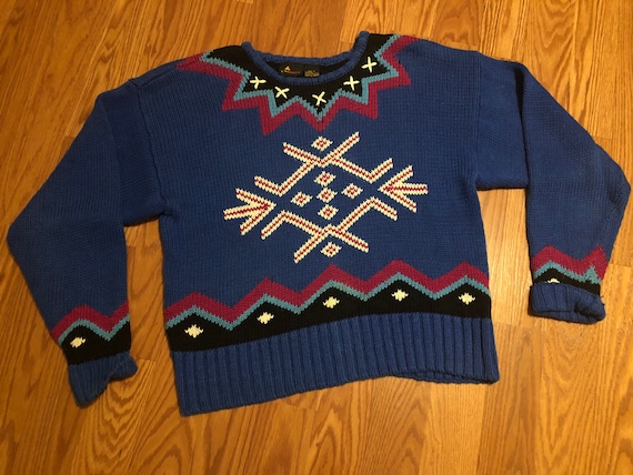 1980s Snowflake Knit Winter Sweater || Large - image 1