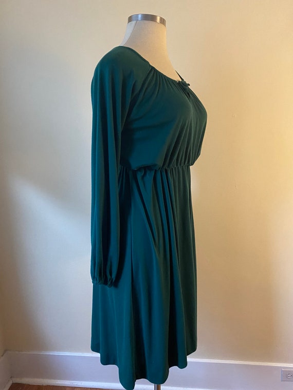 1970s Emerald Green Day Dress by Verona || Large - image 2