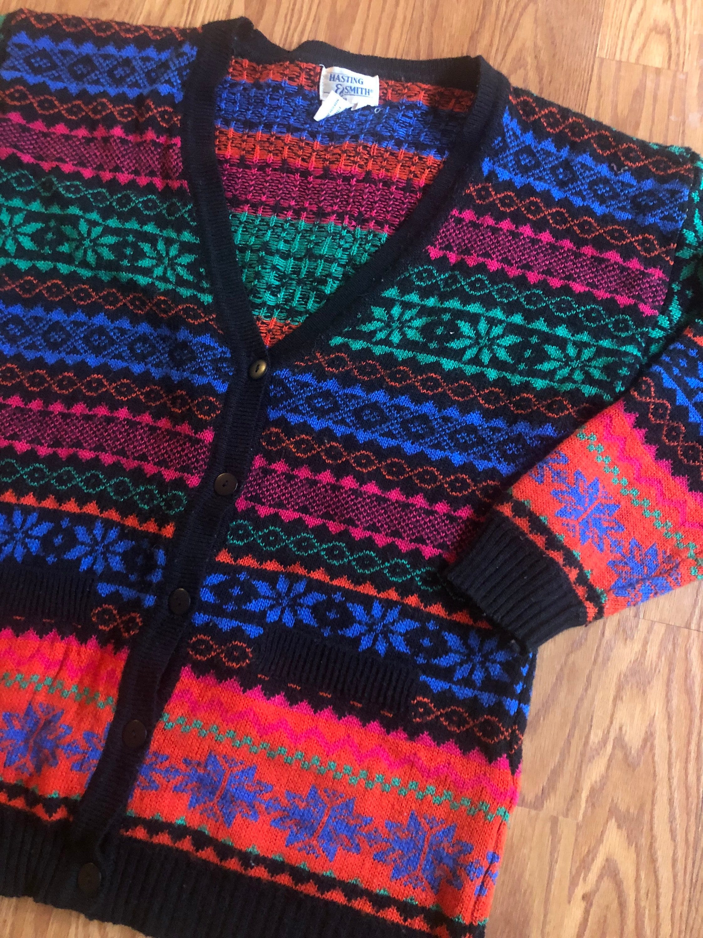 90s Rainbow Cardigan - Etsy