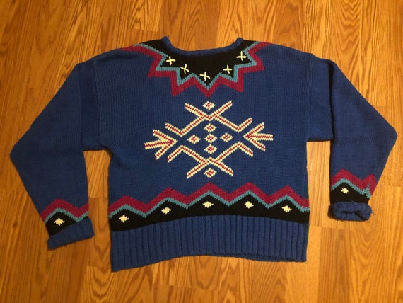 1980s Snowflake Knit Winter Sweater || Large - image 4