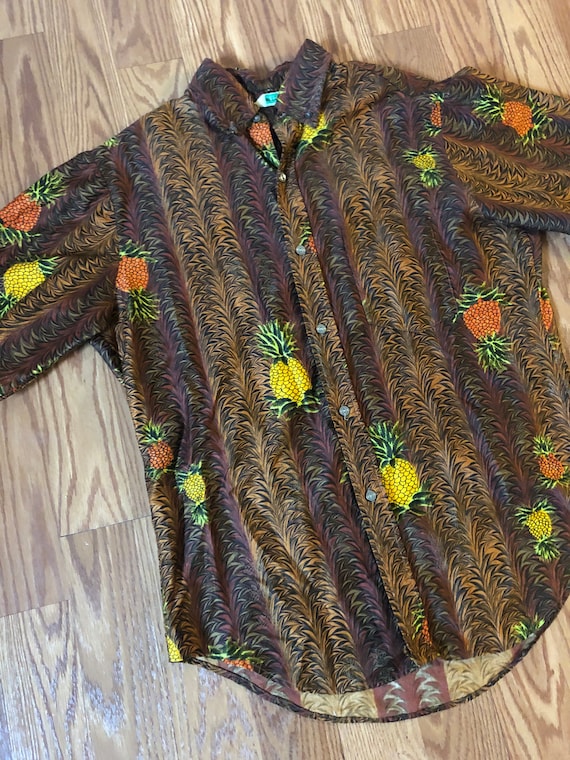 Vintage Hawaiian Shirt with Pineapples || Medium … - image 1