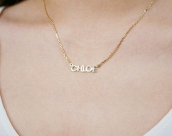 Tiny Name Necklace Print Font - Dainty Name Necklace - Bridesmaid Gift - Mother's Day Gift - Gold Filled - Handmade in New York