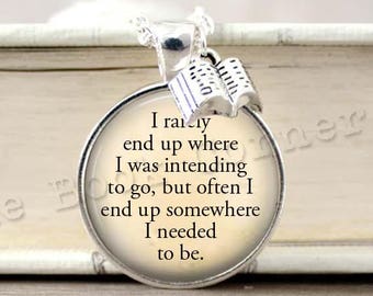 Douglas Adams, 'I Rarely End Up...' The Hitchhiker's Guide to the Galaxy Quote Necklace, Keychain, Literary Key ring