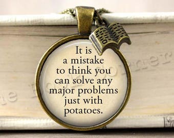 Douglas Adams, 'Potatoes' The Hitchhiker's Guide to the Galaxy Quote Necklace, Keychain, Literary Key ring