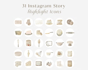 Iconos destacados de historias de Instagram, panadería, iconos de pasteles, iconos de galletas, redes sociales, marca, iconos bonitos de Instagram, utensilios de cocina, utensilios para hornear