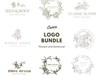 Blumen Canva Logo Vorlagen: Florales DIY Branding (Digitaler Download)