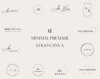 12 Minimalist Logo Templates, Modern Terracotta Canva Designs (Digital Download)