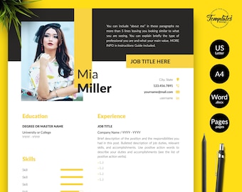 Creative Resume Template with Photo, Modern CV Design (Word, Pages)