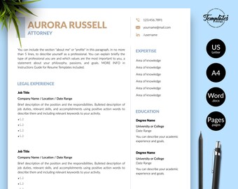 Legal Resume Template Lawyer Resume Attorney Resume Etsy
