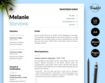 Nurse Resume Template | Medical CV Design (Instant Download)