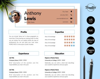 Creative Resume with Photo / Architect or Engineer Resume / Professional and Modern Resume Template for Word & Pages / Best Resume CV Design