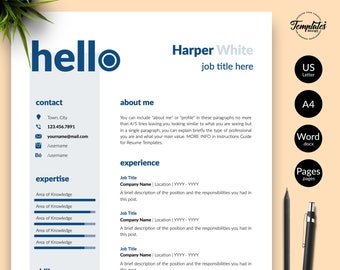 Photographer Resume for Word & Pages / Graphic Designer CV Design / Reporter Resume / 1, 2, and 3 Page Resume Design + Cover + References