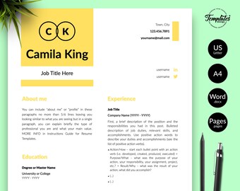 Modern Resume Template for Word & Pages, Clean CV Design (Downloadable)