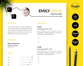 Journalist Resume Template for Microsoft Word & Apple Pages / Writer CV Template Design / 1, 2, and 3 Page Creative CV + Cover + References