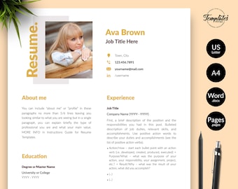 Modern Resume Word / Elegant Resume Template Apple Pages / Resume Downloadable with Cover and References / 1, 2, and 3 Page CV for Female