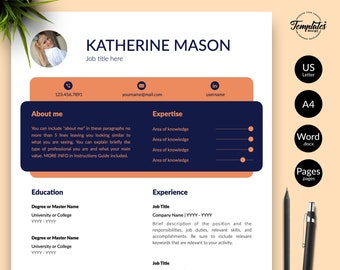 Original CV Template / Creative Resume / Professional and Modern CV Word & Pages / 1, 2, and 3 Page Resume Downloadable + Cover + References