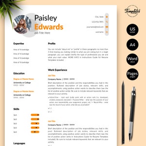 Modern Resume Template for Word & Pages / Clean and Basic CV Cover Letter References / 1, 2, and 3 Page Resume Design / Instant Download image 1