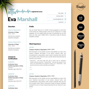 Registered Nurse Resume Template, RN, Medical CV (Digital Download)
