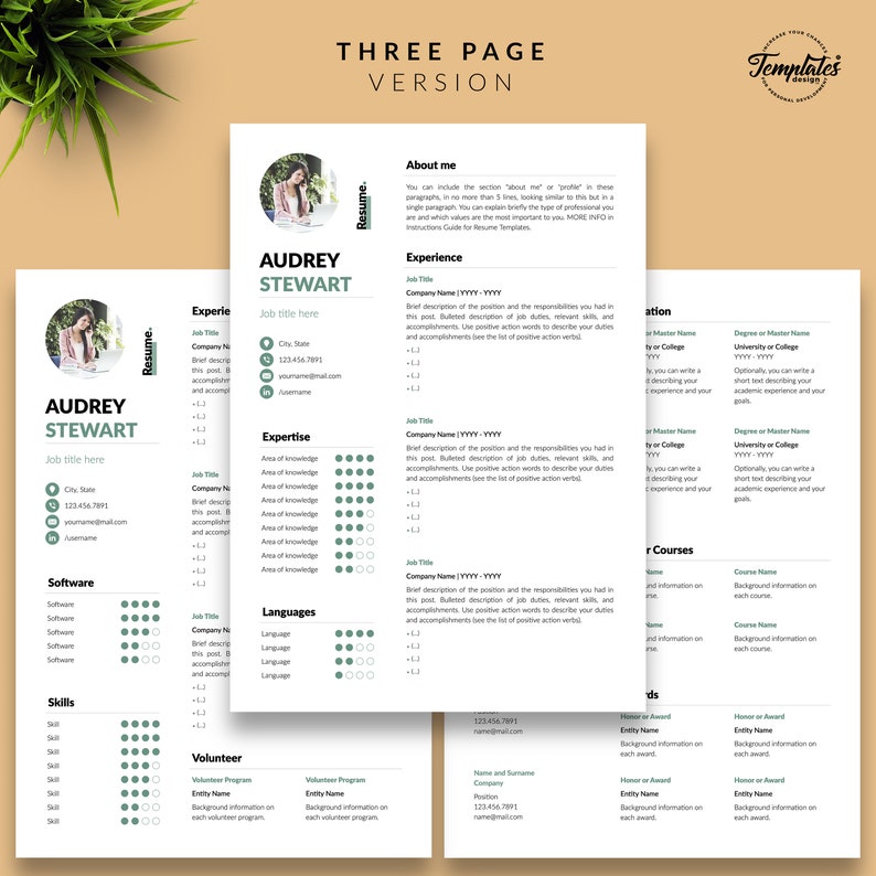 Modern Resume with Photo Cover / Perfect CV for Word and Pages / Best Professional Resume Template Etsy / One, Two, and Three Page Resume image 4