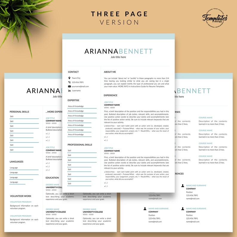 Cover Best Simple Resume Template Etsy Basic /& Clean Resume References CV for Word and Pages Perfect Resume for Any Job Position