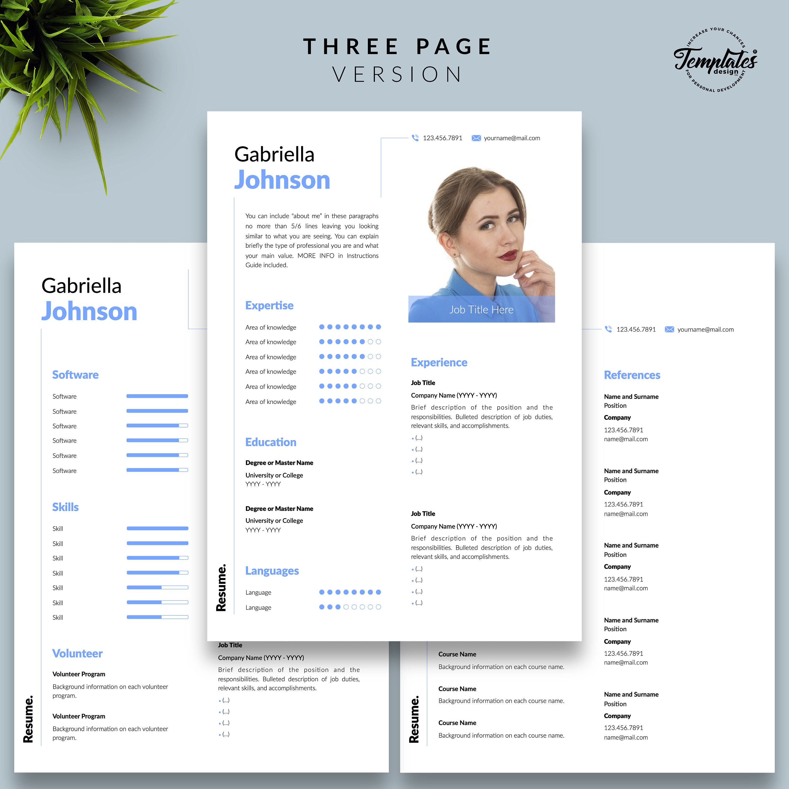 Creative and Modern CV Resume Template for Word & Pages With Photo ...
