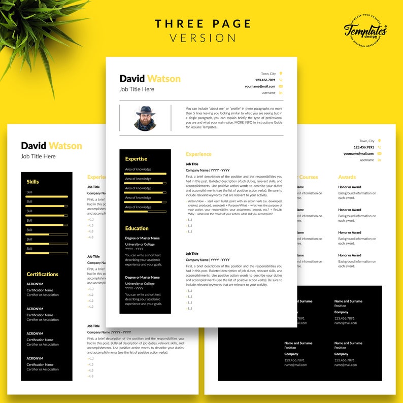 Cover Letter CV Template Professional Resume Template with Photo Resume Instant Download Creative CV for Word and Pages References