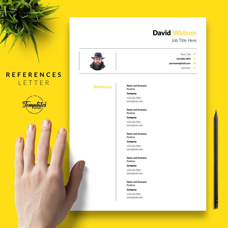 Cover Letter CV Template Professional Resume Template with Photo Resume Instant Download Creative CV for Word and Pages References