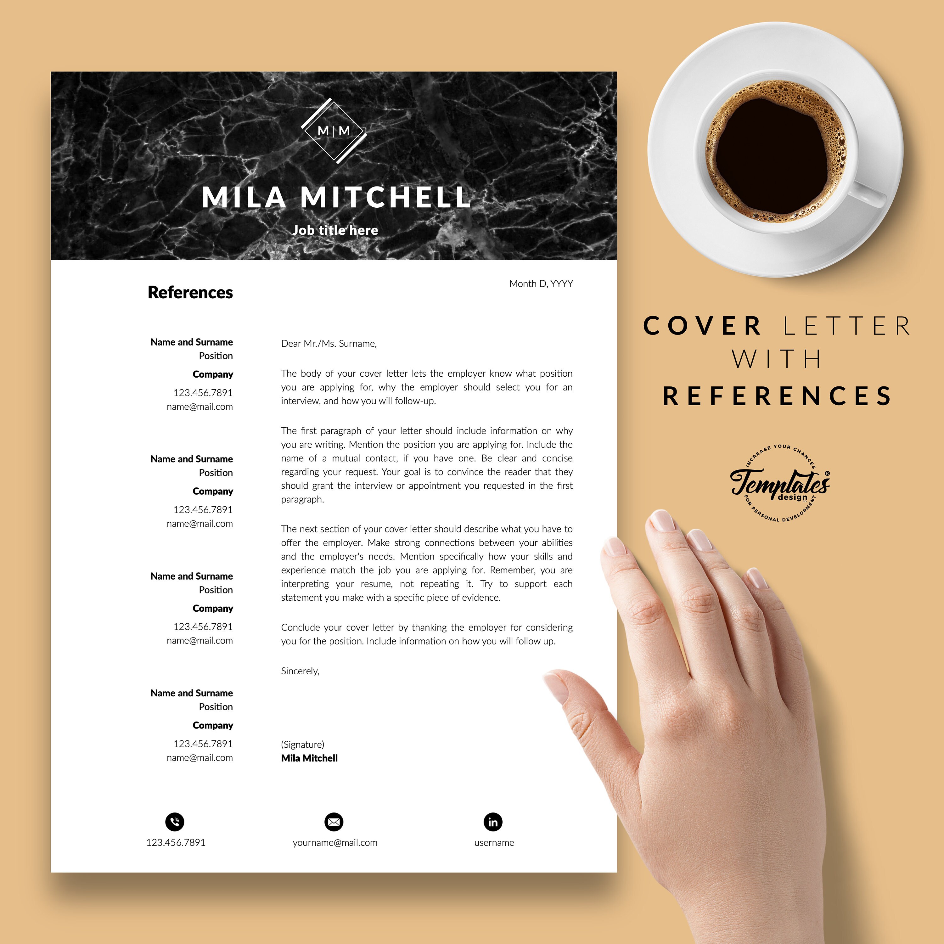 Modern & Professional Resume CV Template for Word and Pages / - Etsy