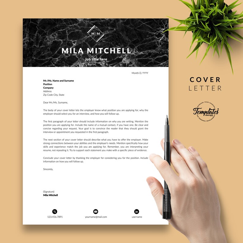 Modern & Professional Resume CV Template for Word and Pages / - Etsy